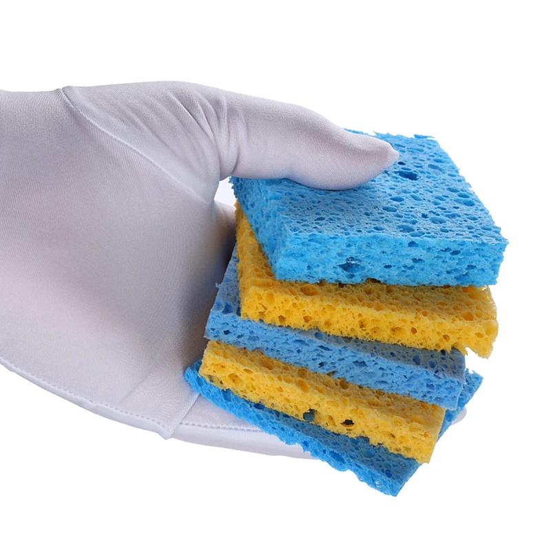 10Pcs/lot Yellow/Blue Soldering Cleaning Sponge For BGA Soldering Station Iron Tip Welding Head Cleaner