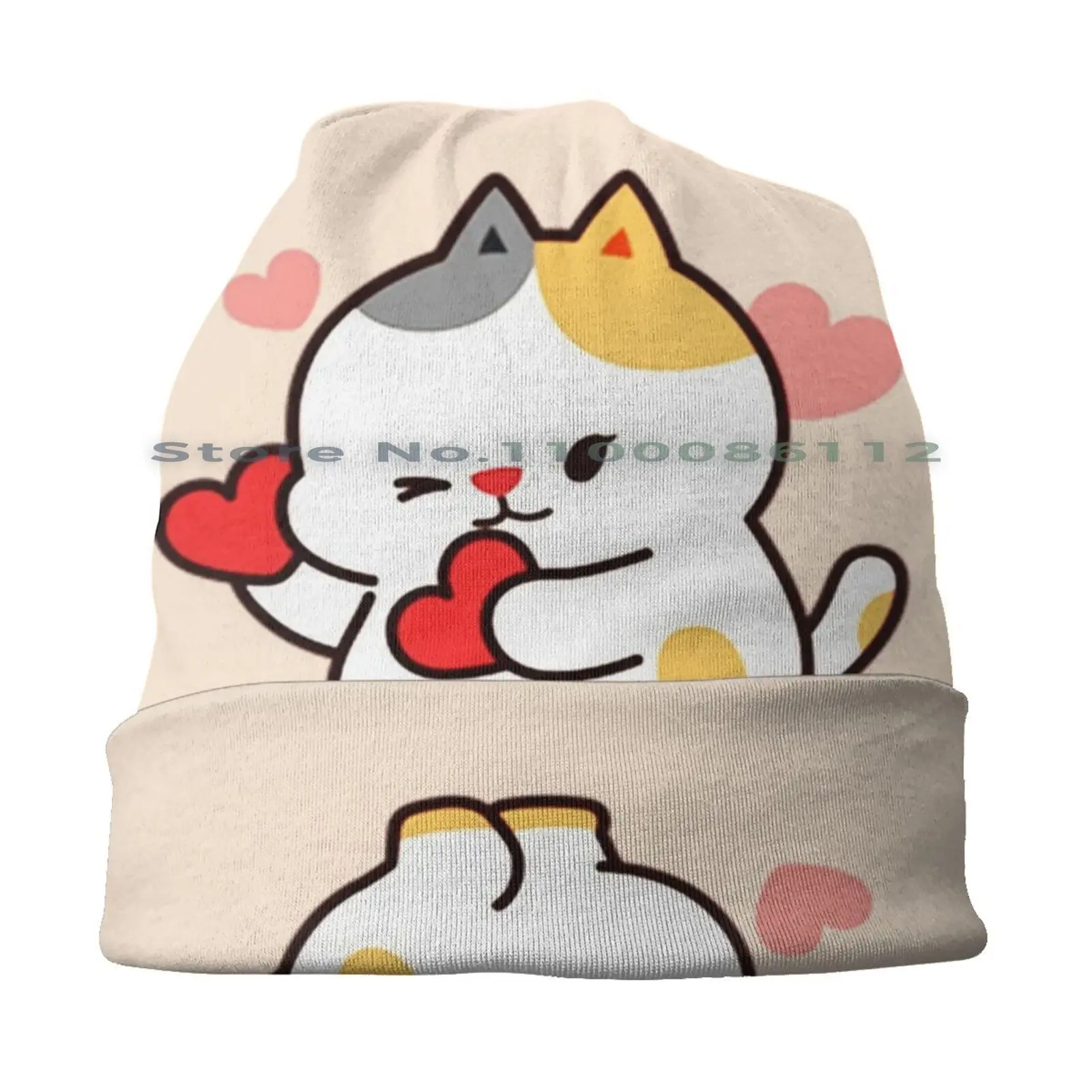 Bella Love Beanies Knit Hat Tonton Friends Bella Cat Love Feline Cute Facebook Messenger Wink Hearts Fun Gif Mood Baby Items