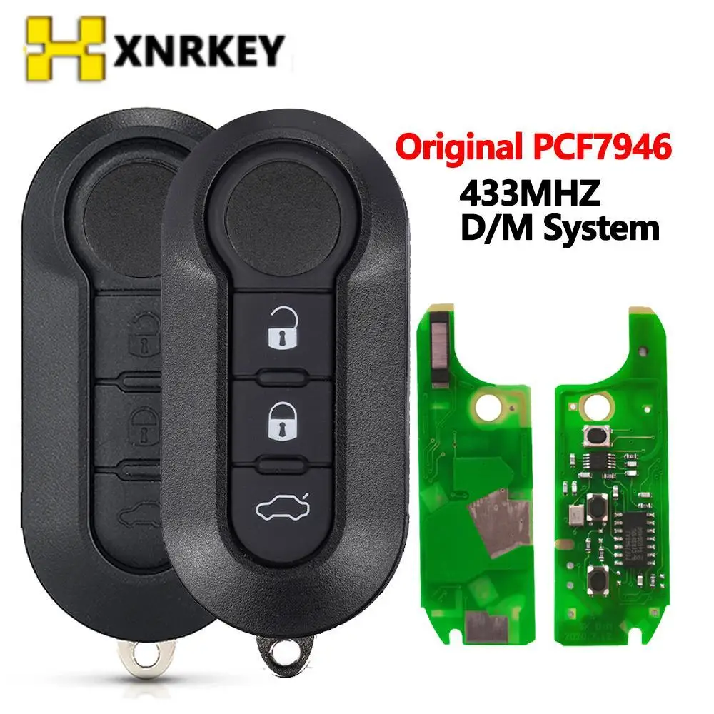 Xrrkey 3 Tombol Kunci Jarak Jauh Flip Mobil untuk Fiat 500 Panda Punto Bravo Stilo Ducato 2016-2017 PCF7946 Delphi Sistem BSI /M-arelli BSI