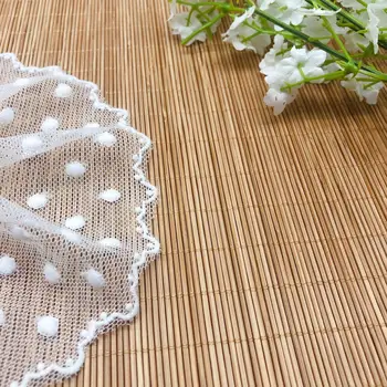 Miękkie przędzy netto biały mleka Dot fal wzór haft szycie, wesele bielizna koronkowa RibbonTrim do ubrania DIY akcesoria dla lalek lalka koronki