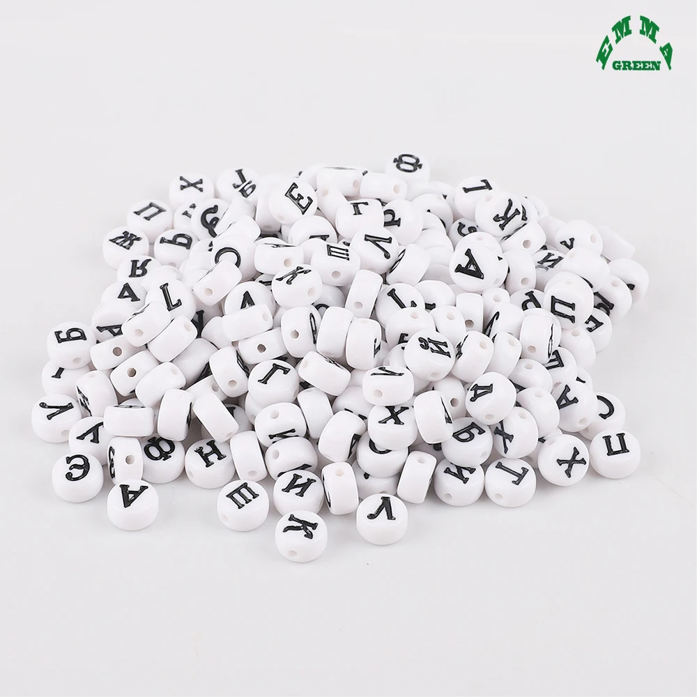 Russia Beads for Kids Russian Letter Beads Round Beads 4*7mm 3600pcs White Acrylic Spacer Beads for Jewelry Making Alphabet Bead