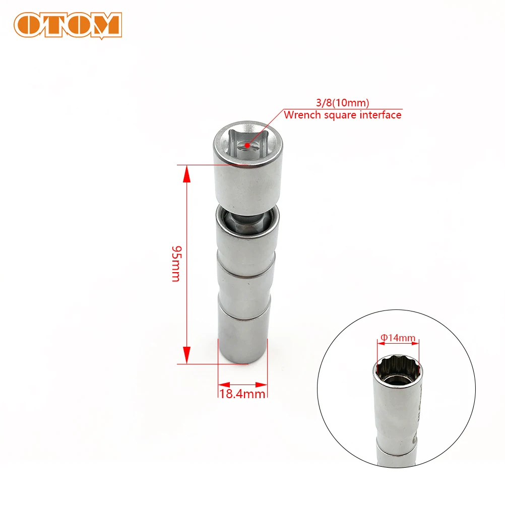 OTOM Motorcycle M14 Spark Plug Universal Disassembly Sleeve Socket Wrench Remover Tool 12 Angle Thin Wall 3/8