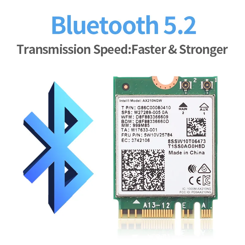 Desktop WiFi 6E Intel AX210 PCIe WiFi Adapter Bluetooth 5.3 2400Mbps 802.11ax AX210NGW MU-MIMO 2.4G/5Ghz WiFi6 Card Win 10 AX200