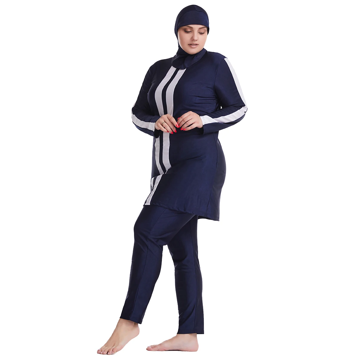 Plus Size Women Swim Wear Muslim Hijab 3pcs Lady Swimsuits Islamic Full Coverage Anti-UV Bathing Swimming Rash Guards Clothes