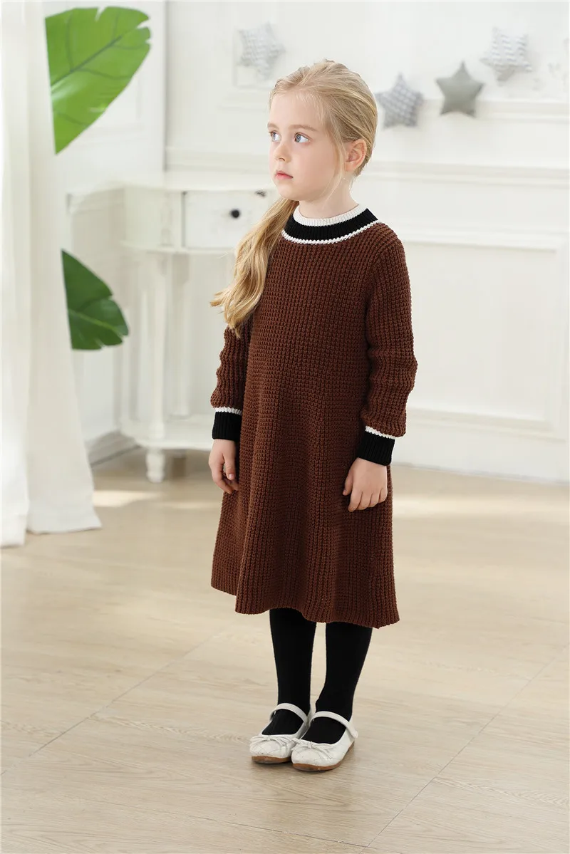 2024 Kids Knitted Sweaters for Boys Girls Autumn Winter Children Knit Dress Brother Sister Matching Outfits Kintting Pullover