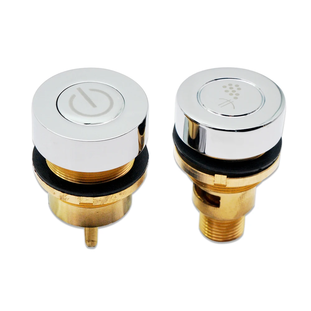 On Off Push Bathtub Air Start / Adjustment Switch Button Massage Bathtub Spa Chrome Solid Copper Pneumatic Air Control Switch