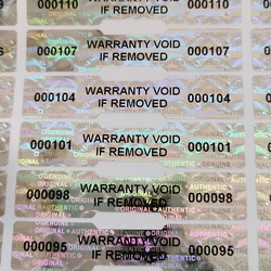 1000 sztuk holograficzne naklejki uszczelniające, Tamper Proof Void Security Label, gwarancja numer seryjny naklejki, Logo na zamówienie, 50mm x 10mm