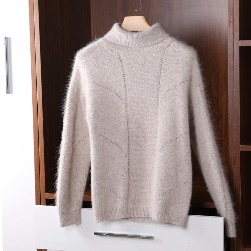 Sastre Sheep-suéter de cachemira de visón para mujer, jersey básico de cuello alto, 100%, muy cálidas, Tops de invierno