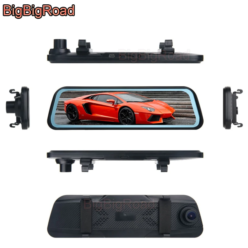 BigBigRoad Car DVR Dash Camera Stream RearView Mirror IPS Screen For Toyota Corolla EX Land Cruiser Prius Reiz Alphard Verso-S