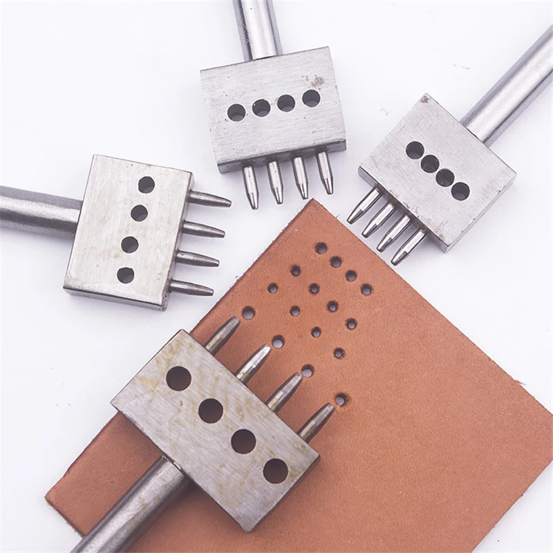 4 5 6 8mm leather holes punches for DIY Hand Perforated Round Stitching Punch Tools Hole Cut Leather Punching Tool 2/4/6Holes