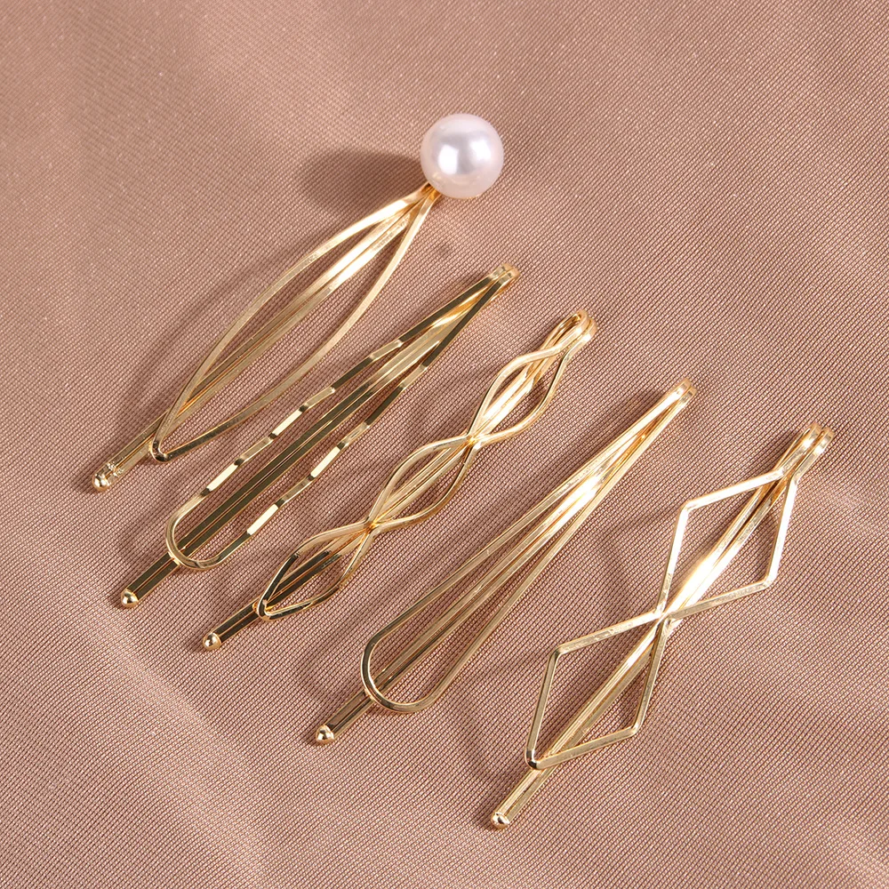 2/3/5/10PCS Gold Metall Haar Clips Pins Für Mädchen Frauen Headwear Süße Haarnadeln Barrettes styling Haar Zubehör Geschenk Großhandel – Detail 6