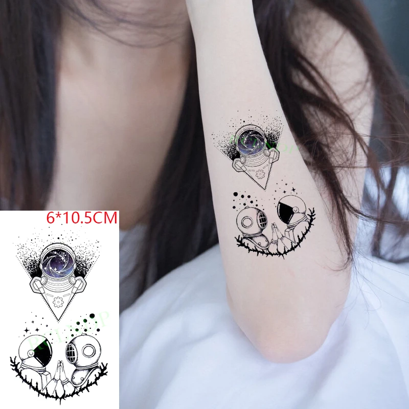 Waterproof Temporary Tattoo Sticker ins Astronaut space scientific explorationBody  Art flash tatoo fake tatto  for Women Men