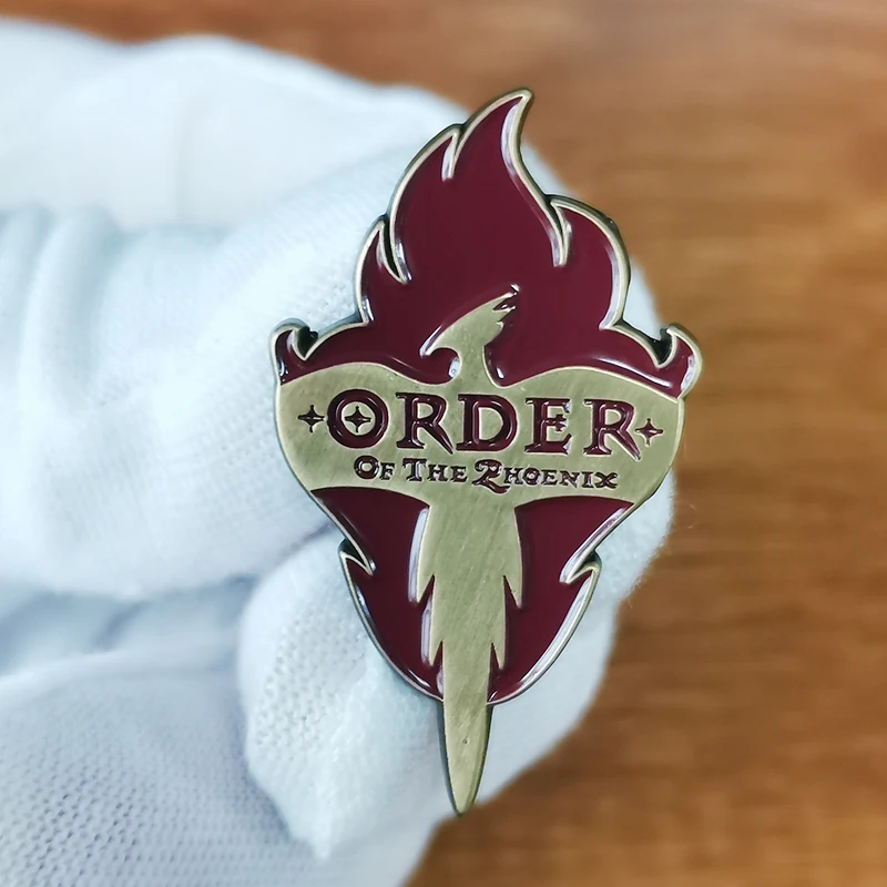 Broche de símbolo de la Orden del Fénix, mundo de Harry Potter, Pin esmaltado, película, wizardry, joyería escolar