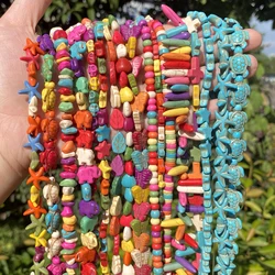 Natural Stone Turquoises Sea Turtle Irregular Beads Round Loose Spacer Beads For Jewelry Making DIY Bracelet Necklace