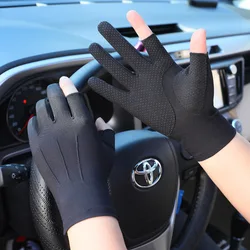 Summer Men Gloves Driving Cycling Touch Screen Non-Slip Outdoor Sports Sunscreen Breathable Ice Silk Women Thin Fingerless Glove