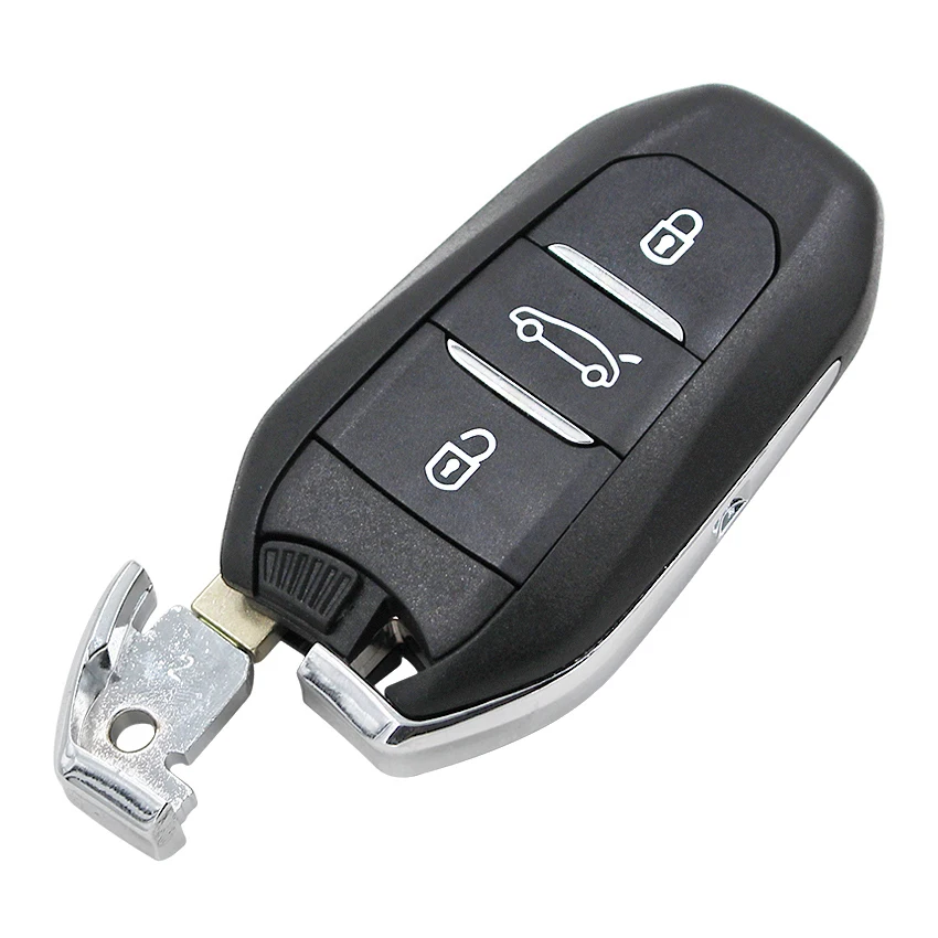 Keyless-Go 3 Buttons Smart Remote Key Fob 433MHz 4A Chip for Peugeot 208 308 508 3008 5008 with Emergency Key HU83