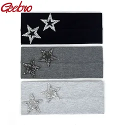 Geebro moda donna pianura fasce stella strass elastico elasticizzato piatto fascia per ragazze Casual fasce per capelli accessori