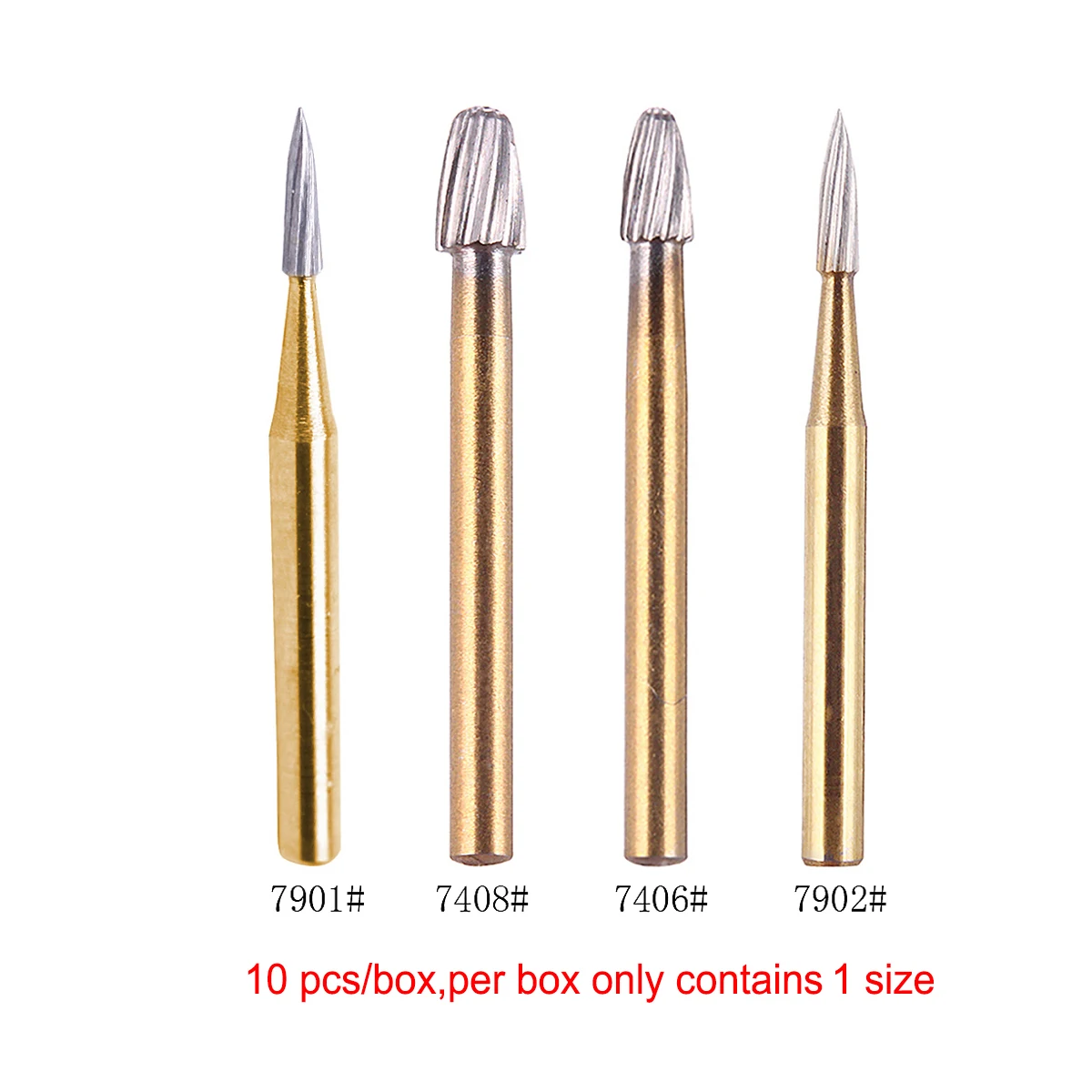 10 teile/schachtel AZDENT Dental Burs Wolfram Hartmetall Bohrer Für High Speed Handstück FG7901/FG7902/FG7406/FG7408 Trimmen & Finishing – Detail 1