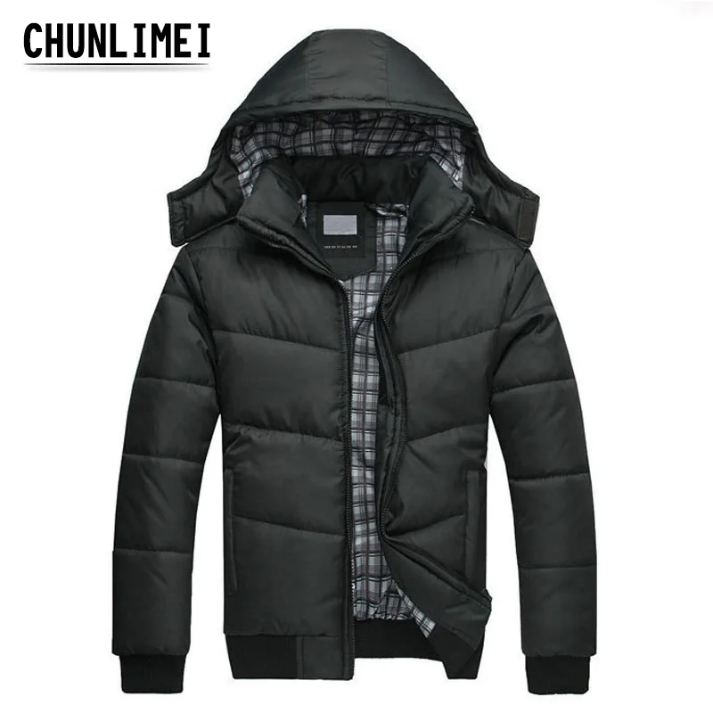 ผู้ชายลงเสื้อฤดูหนาว Warm Cotton Mens Hooded Coat เบาะ Hood หนาปลอกคอขนสัตว์สไตล์เกาหลีลงเสื้อแจ็คเก็ตผู้ชายเสื้อ2020