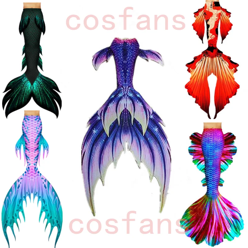 

Costumized Mermaid Tail with Monofin Beauty Swimsuit Webbed Aquarium Performance Super Tail Mermaid Cosplay 3 piece Bikinis Set