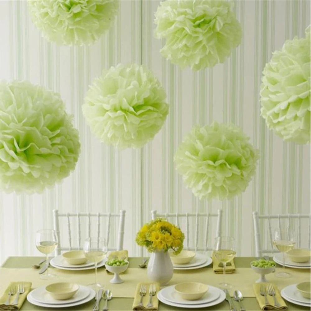 4/6/8/10/12 inch Pompom Paper Flower Garland Party Background Wall Wedding Decor Birthday Party Baby Girl Shower Supplies