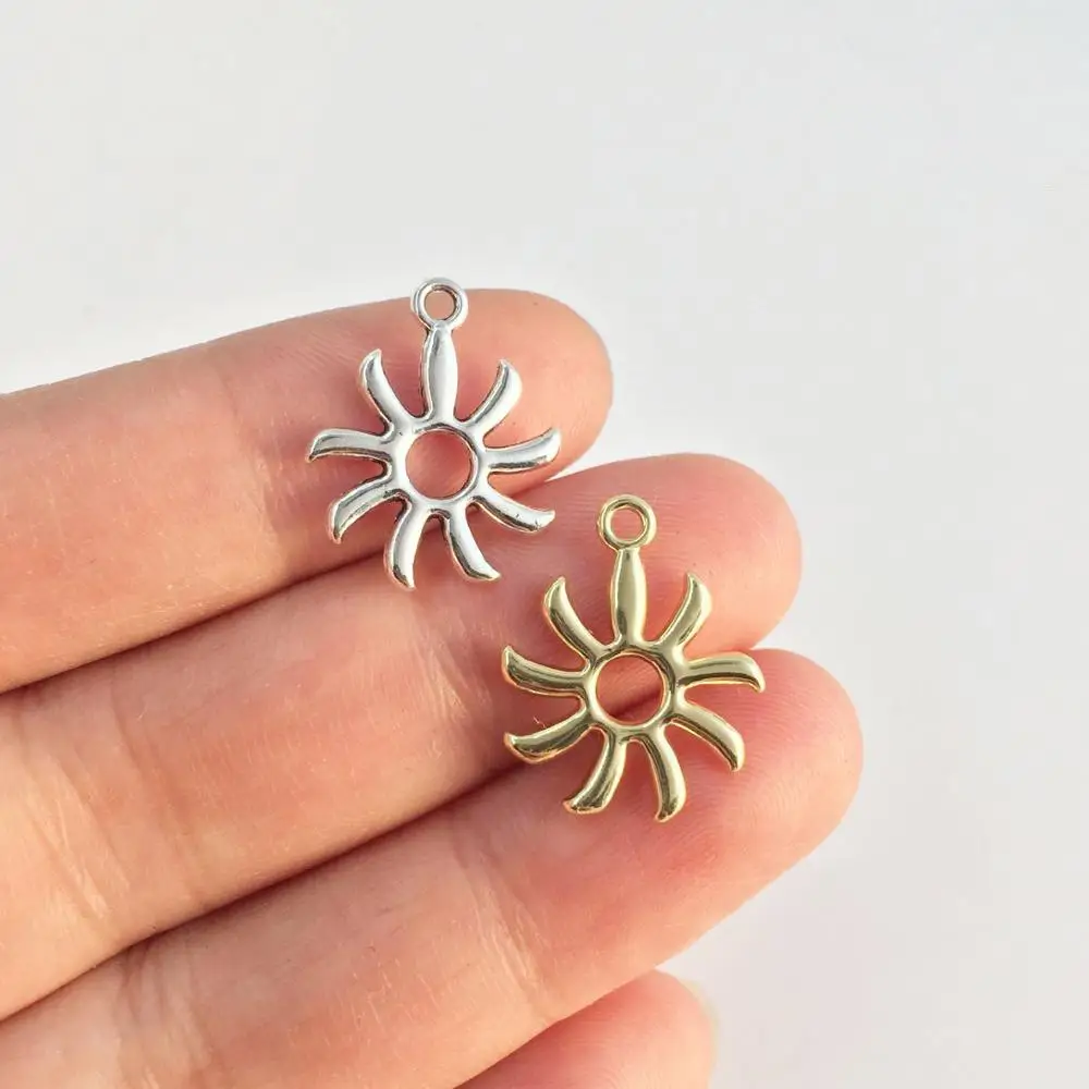 Eruifa 20pcs 15mm New Popular Sun Coin  Zinc alloy Charms Wholesales necklace,earring bracelet jewelry DIY handmade 2 color