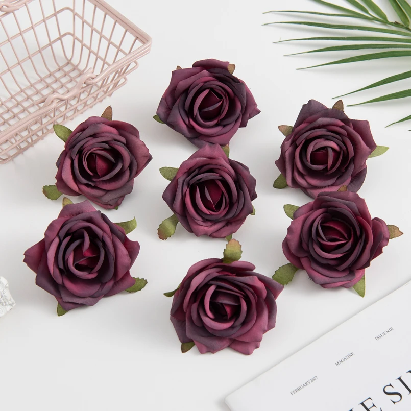 100PCS Künstliche Blumen Günstige Weihnachten Kränze Hochzeit Party Dekoration Diy Geschenke Box Scrapbooking Gefälschte Seide Rosen Kopf