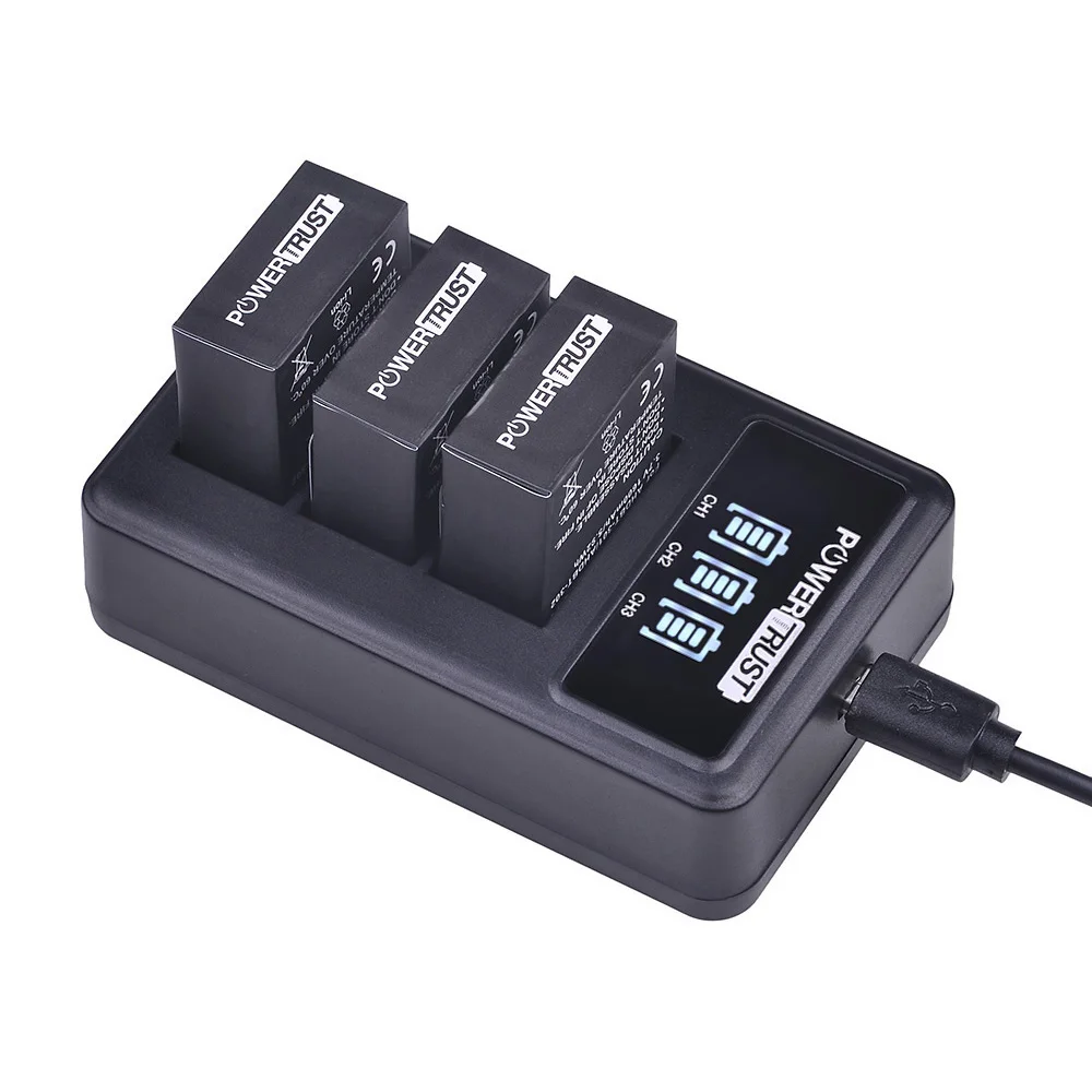 3.7V 1600mAh AHDBT-301 AHDBT301 AHDBT 301 Li-ion Battery for GoPro Hero3 + LED 3-Channel USB Charger for Gopro Hero 3/3+