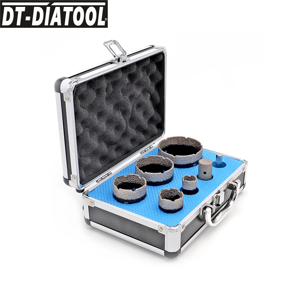 DT-DIATOOL 1set boxed Vacuum Brazed Diamond Drill Core Bits Sets M14 connection Hole Saw and 1pc finger bits for Porcelain Tile