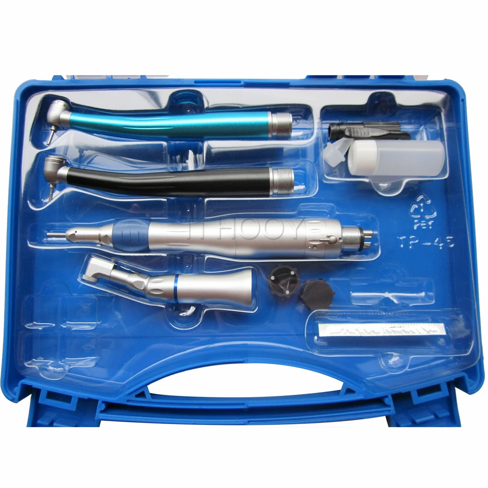 Dental High & Low Speed Handpiece Kit 2/4 Holes Torque Push Button Single Water Spray Straight NoseCone Contra Angle