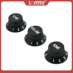 LOMMI 2Tone & 1Volume Knob Set Guitar Pot Buttons Cap Guitar Knob Black Strat Speed Control Knob For Electric Guitar Accessories