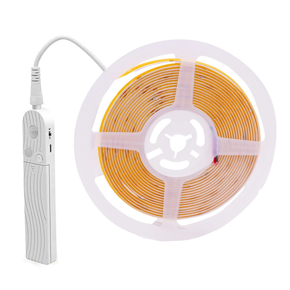 USB Battery Powered 5V COB LED Strip Light PIR Motion Sensor Flexible LED Tape High Density 320Leds FOB Lights Ribbon LED  Rope