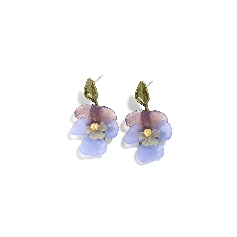 Pansy earrings floral ladies niche design temperament web celebrity ins tide