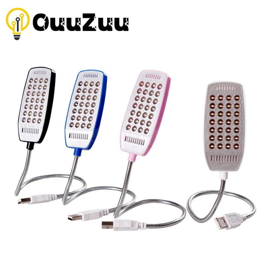 OuuZuu 28LEDs Reading Lamp LED USB Book Light Ultra Bright Flexible 4 Colors 5V for Laptop Notebook PC Computer Hot Sale 1Pcs