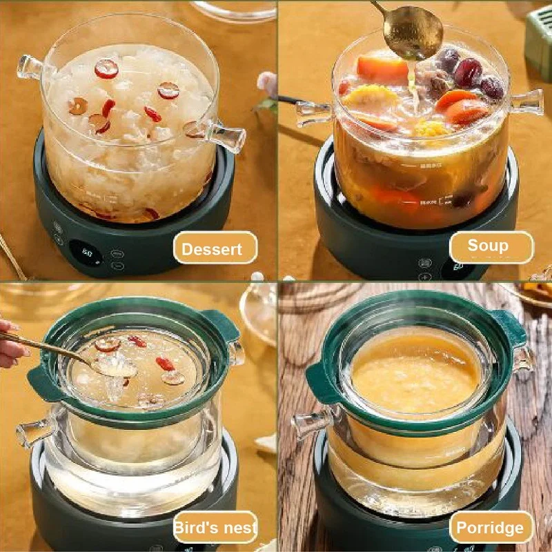 110V 220V 1.5L Household Electric Stew Pot Split Multi-Function Stewing Soup Bird\'s Nest Pot Electric Skillet Glass Health Pot