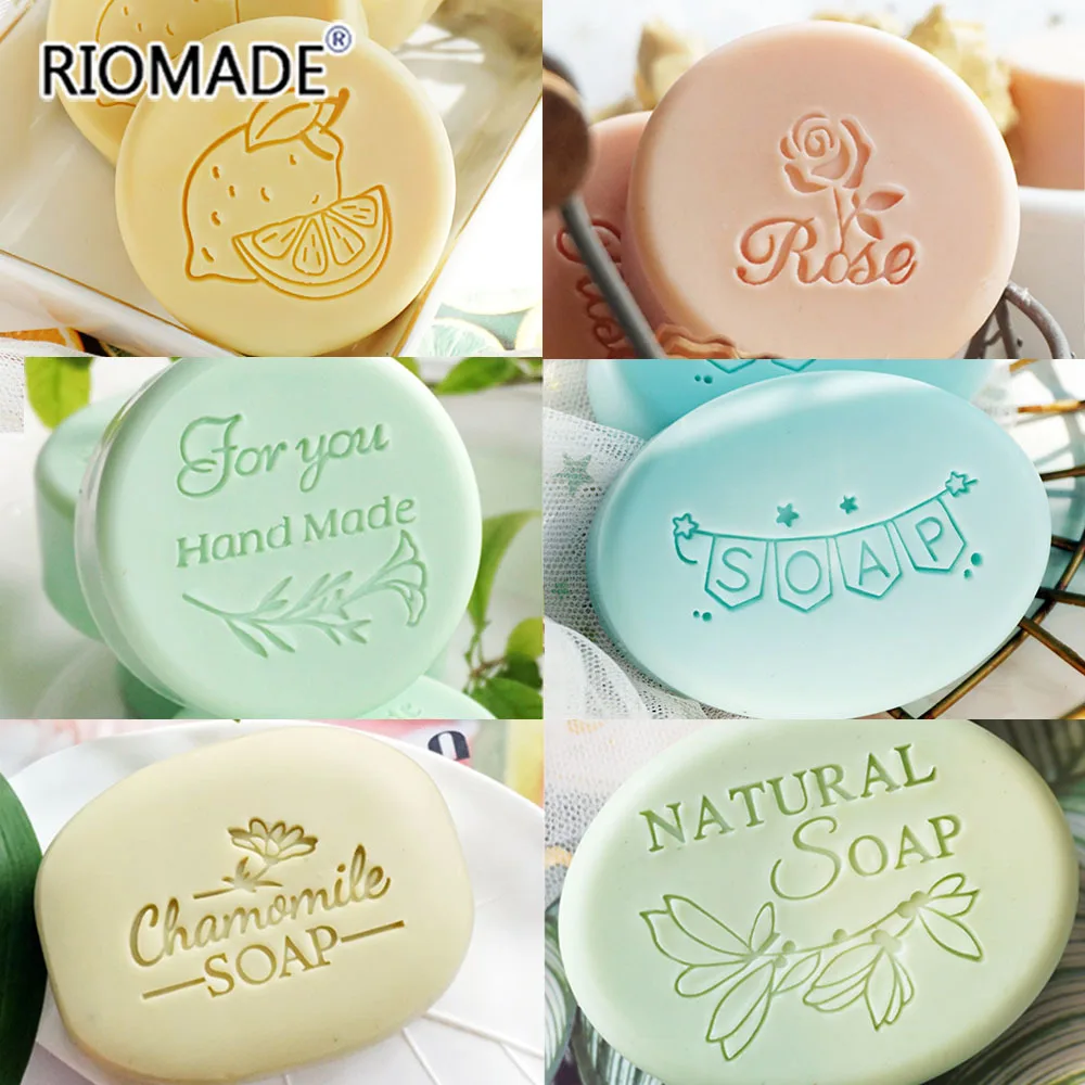 Plant Flower Lemon Rose Chamomile Flag Styles Soap Stamp Natural Handmade Seal Transparent Acrylic DIY For Soap Making Tools