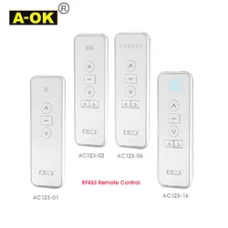 Original A-OK RF433 Remote Controller AC123-01 AC123-02 AC123-06 AC123-16 for A-OK RF433 Curtain Motor,RF433 Wireless Remote