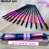 12 PCS 16 17 18 20 22 Inches Archery Arrows W Purple Orange Plastic Feathers Carbon Arrows Crossbows Bolts For Archery Hunting