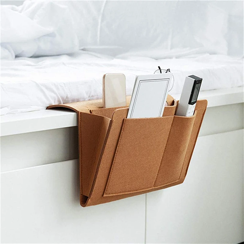 Home Bed Rails Sofa Beds Felt Bedside Storage Pocket Phone Holder Remote Hanging Organizer Bag  Bedroom Accessories