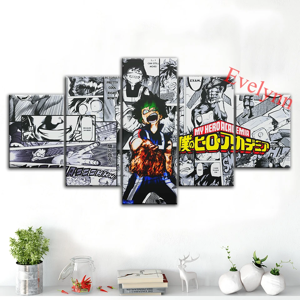 

Anime Poster My Hero Academia 5 Pieces Modern Canvas Comic Wall Art Print Modular Pictures For Living Room Decor Painting Frame