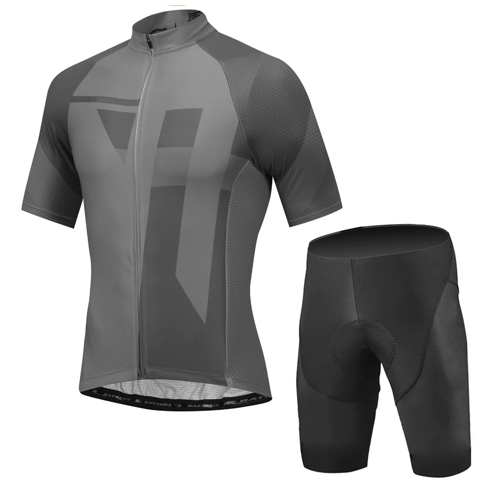 NEW Men MTB Gray Cycling Jersey Suit High Quality Pro Team Bike Wear Sport Shirt Sleeve Bicycle Clothing Bib Shorts Black