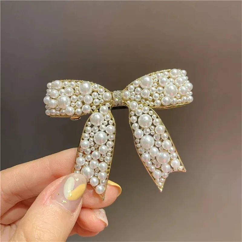 2021 New Korean Sweet Simulated Pearl Bowknot Hairpins Barrettes For Women Fashion Hair Accessories Hair Clips