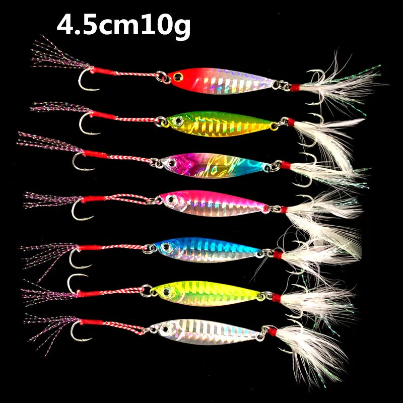 Fishing Slow Shaking Jigs Lure Shore Casting Jigbait Artificial Hard Metal Lures Bait Double Hooks 7g  15g 25g Lot 7 Pieces