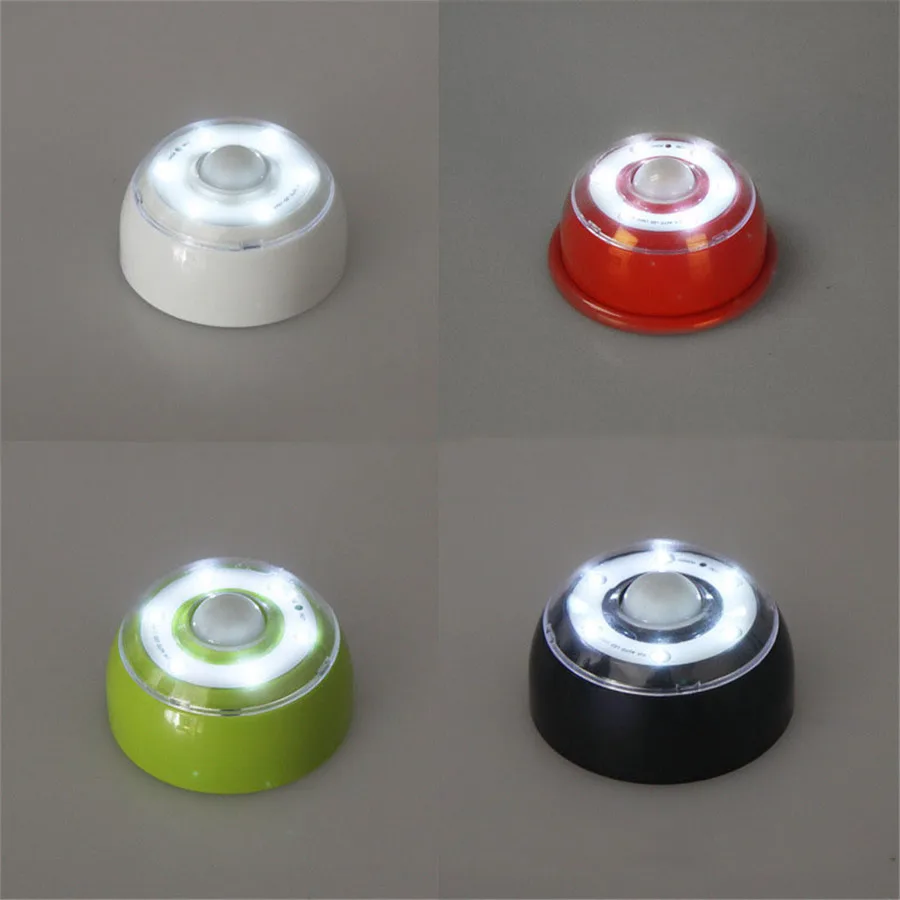 PIR Motion LED Night Lamp Round 6 Leds Home Emergency Lighting Indoor Battery Powered for Bedroom Stair