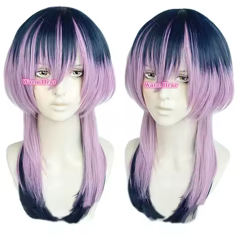 High Quality Anime Rindo Haitani Wig Tenjiku Cyan Blue Purple Gradient Cosplay Anime Wig Heat Resistant Synthetic Wigs Halloween