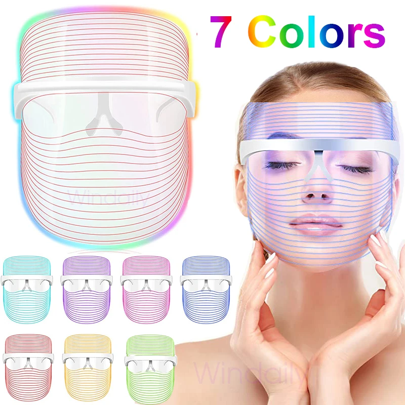 7 Farben LED Lichttherapie Gesichts maske Photon Anti-Aging Anti-Falten-Verjüngung drahtlose Gesichts maske Hautpflege Beatuy-Geräte