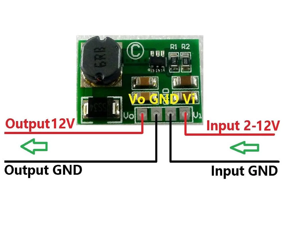 DD2424SA_12V 12W DC-DC Efficient Converter Boost 2V-12V to 12V Power Supply UPS Module For LED Monitor PTZ