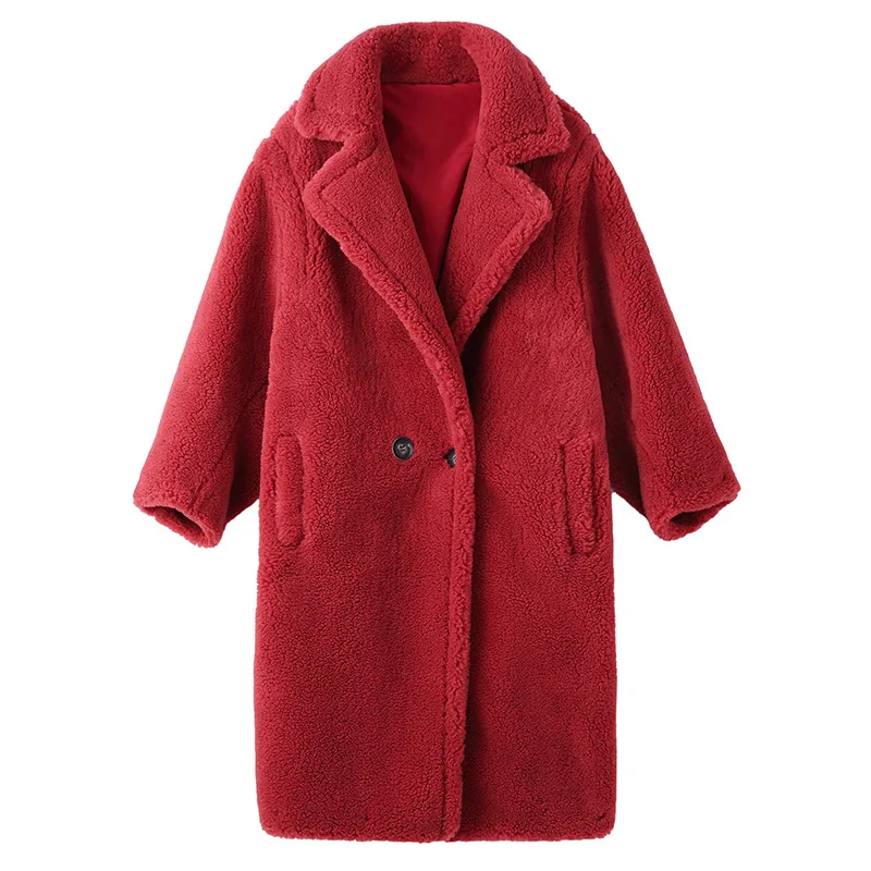 Manteau en laine d'alpaga pour femme, veste en peau de mouton, ours en peluche, fourrure, chaud, épais, hiver, adt, offre spéciale