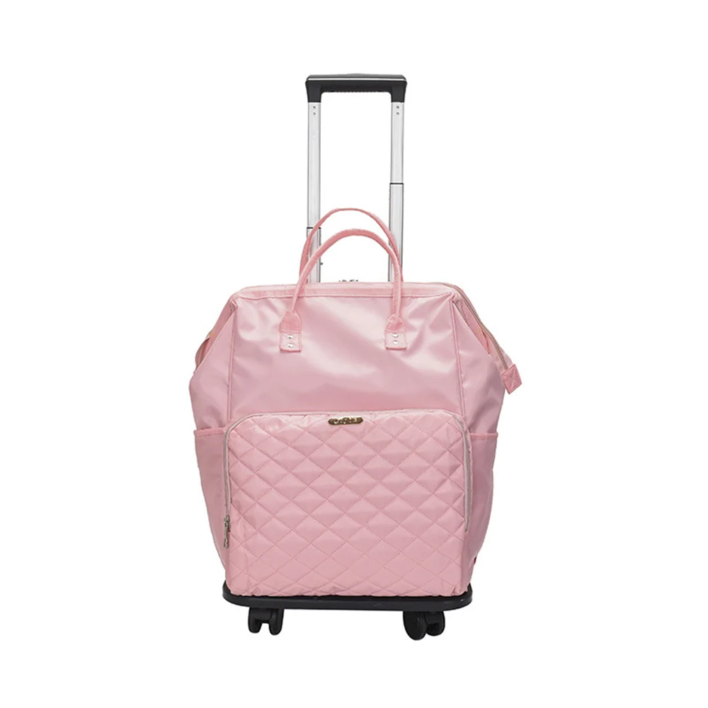 Vrouwen Trolley Tassen Met Wiel Boardingtas Afneembare Reizen Bagage Tas Nylon Rugzakken Effen Duffle Boodschappentassen XA759ZC