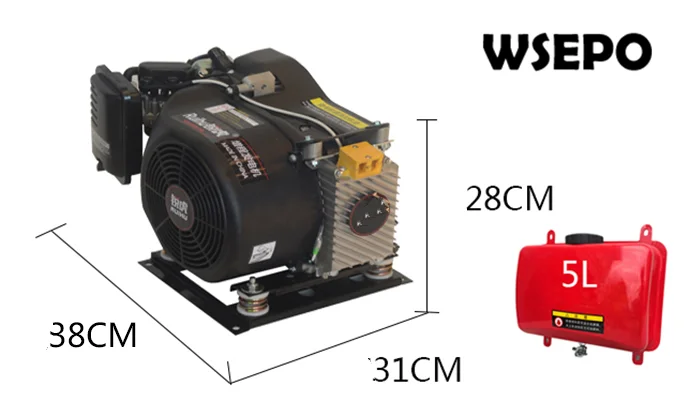 Imagem -04 - Extensor de Carregamento de Bateria cc Wse5000 5kw 48 60 72v Autopartida e Parada Autoestrangulamento Acelerador de Gás dc Gerador Aplicado para E-bike e Triciclo
